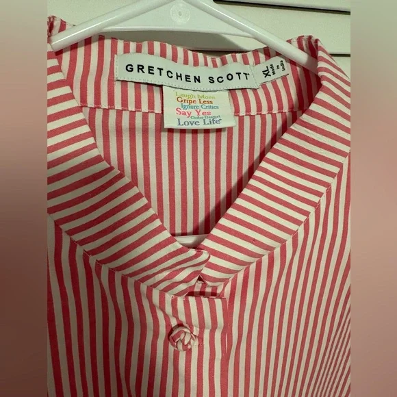 Gretchen Scott Designs Pink and White Forget me Knot button down - Picture 4 of 6